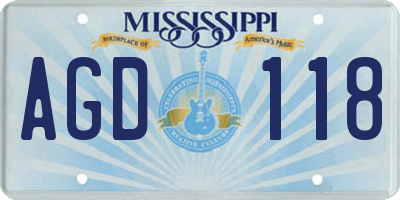 MS license plate AGD118