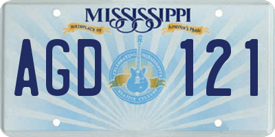 MS license plate AGD121