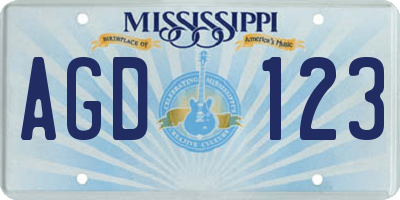 MS license plate AGD123