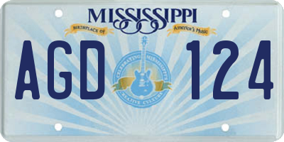 MS license plate AGD124