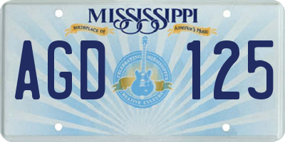 MS license plate AGD125