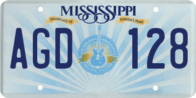 MS license plate AGD128