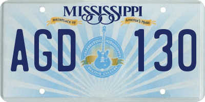 MS license plate AGD130