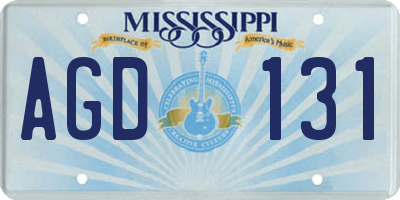 MS license plate AGD131