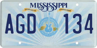 MS license plate AGD134