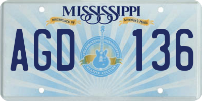MS license plate AGD136