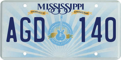 MS license plate AGD140