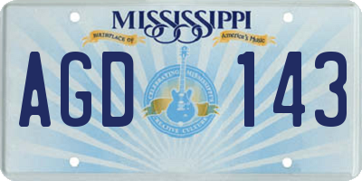 MS license plate AGD143