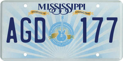 MS license plate AGD177