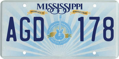 MS license plate AGD178