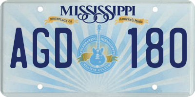 MS license plate AGD180
