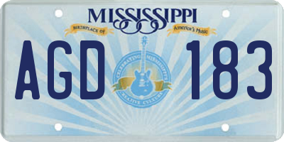 MS license plate AGD183