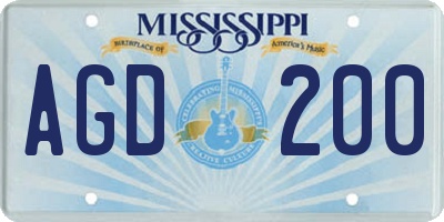 MS license plate AGD200
