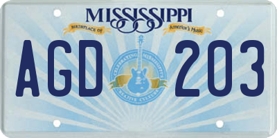 MS license plate AGD203