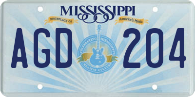 MS license plate AGD204