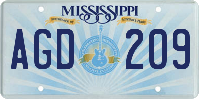 MS license plate AGD209