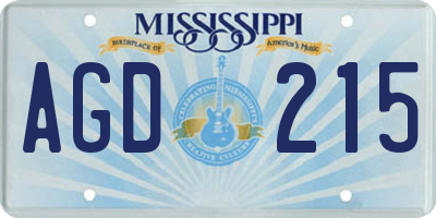 MS license plate AGD215