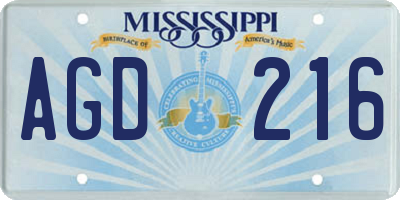 MS license plate AGD216