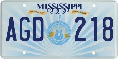 MS license plate AGD218
