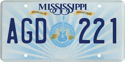 MS license plate AGD221
