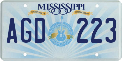 MS license plate AGD223