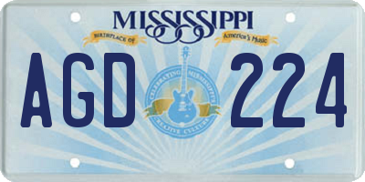 MS license plate AGD224