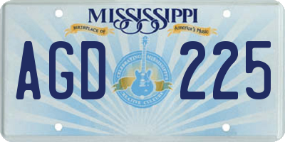 MS license plate AGD225