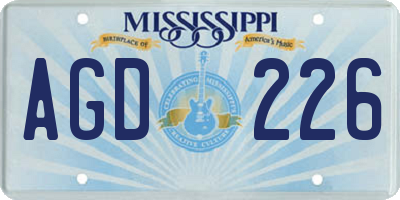 MS license plate AGD226