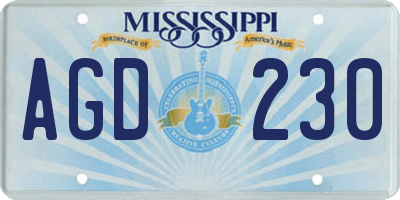 MS license plate AGD230