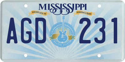 MS license plate AGD231