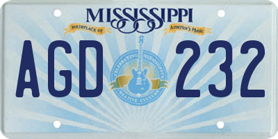 MS license plate AGD232