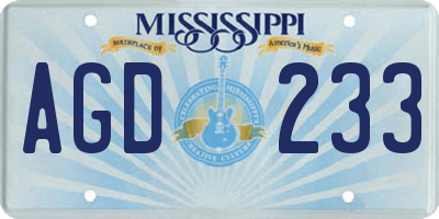 MS license plate AGD233