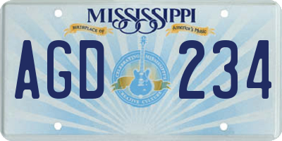 MS license plate AGD234