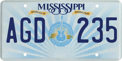 MS license plate AGD235