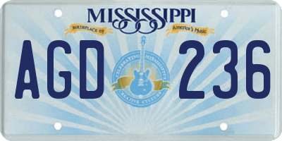 MS license plate AGD236