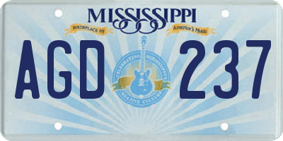 MS license plate AGD237