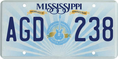 MS license plate AGD238