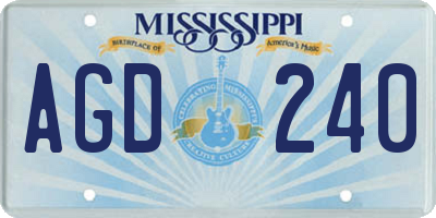 MS license plate AGD240