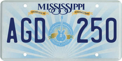 MS license plate AGD250