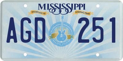 MS license plate AGD251