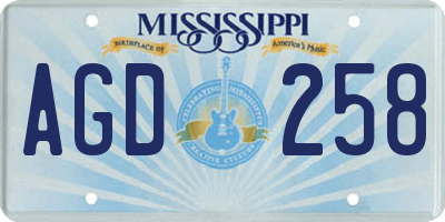 MS license plate AGD258
