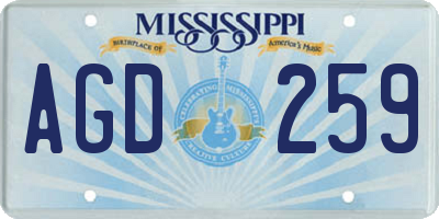 MS license plate AGD259