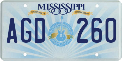 MS license plate AGD260