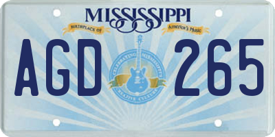 MS license plate AGD265