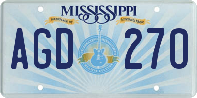 MS license plate AGD270