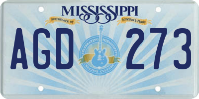 MS license plate AGD273