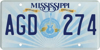 MS license plate AGD274