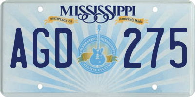 MS license plate AGD275