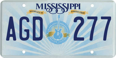 MS license plate AGD277