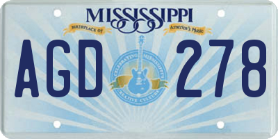 MS license plate AGD278